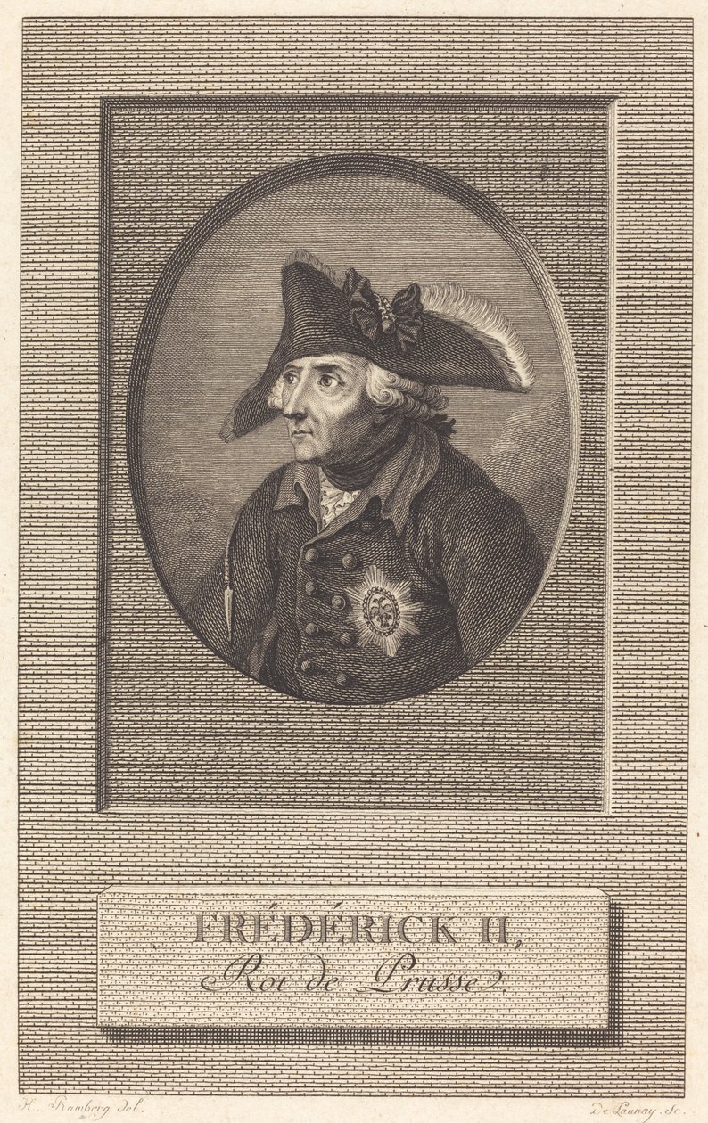 Fredrik den store, kung av Preussen av Nicolas Delaunay after Johann Heinrich Ramberg