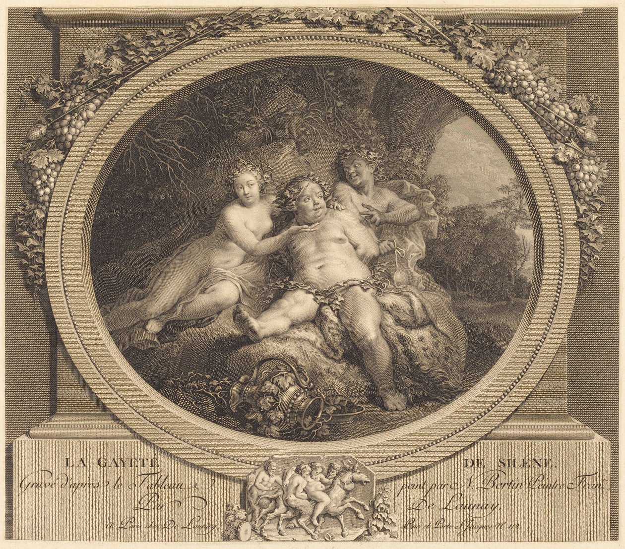 Silenus glädje av Nicolas Delaunay after Nicolas Bertin