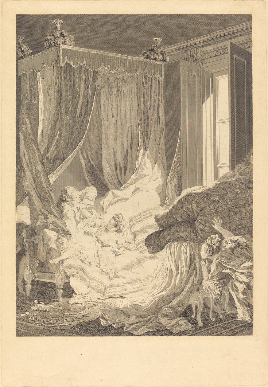 Den indiskreta frun av Nicolas Delaunay after Pierre Antoine Baudouin