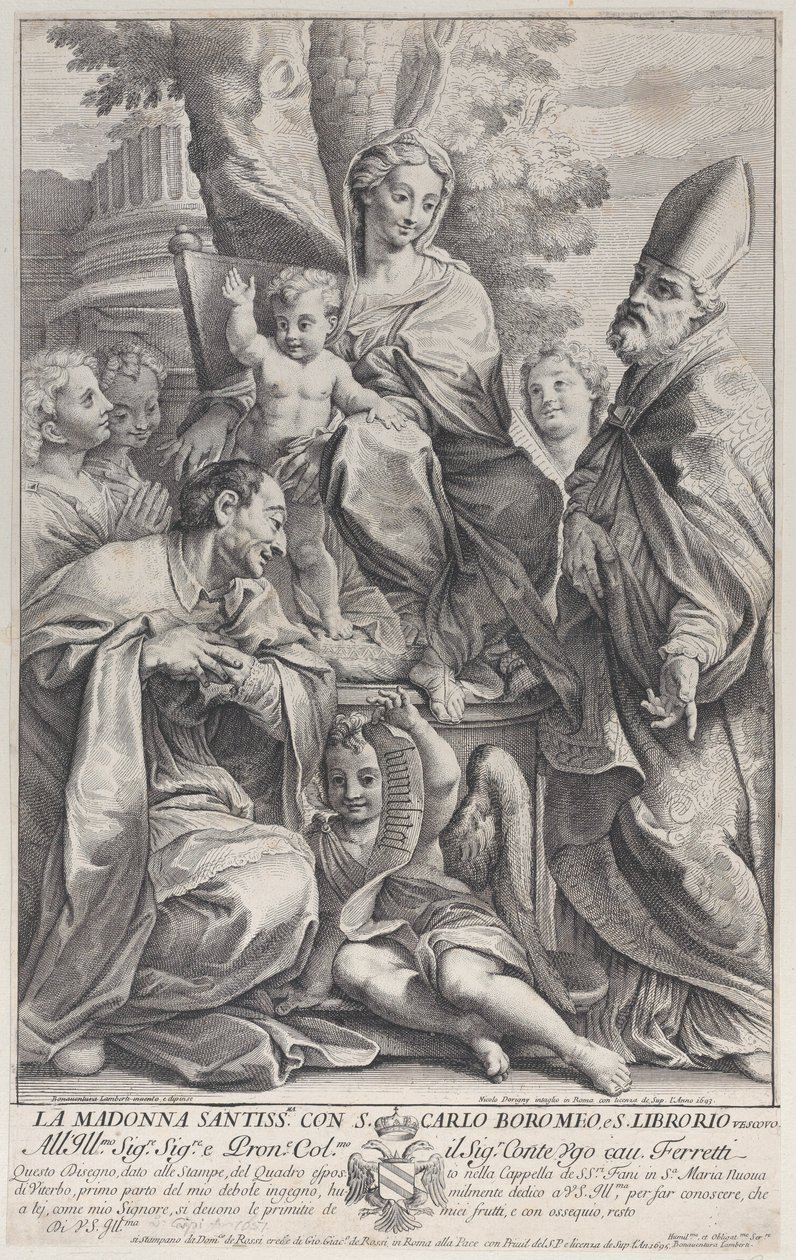 Jungfru och barn med Sankt Liborius och Carlo Borromeo, 1693-95., 1693-95. av Nicolas Dorigny