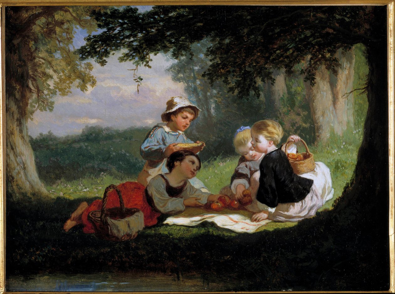 Le gouter champetre Målning av Nicolas Gabe (1814-1865) Privat samling från 1800-talet av Nicolas Edward Gabe