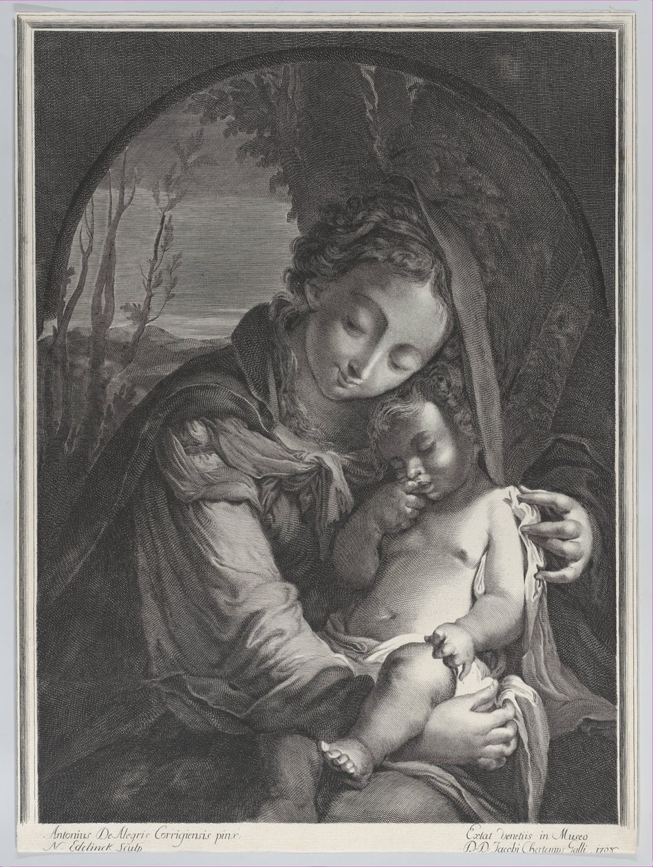 Jungfru med det sovande Kristusbarnet, 1708., 1708. av Nicolas Etienne Edelinck