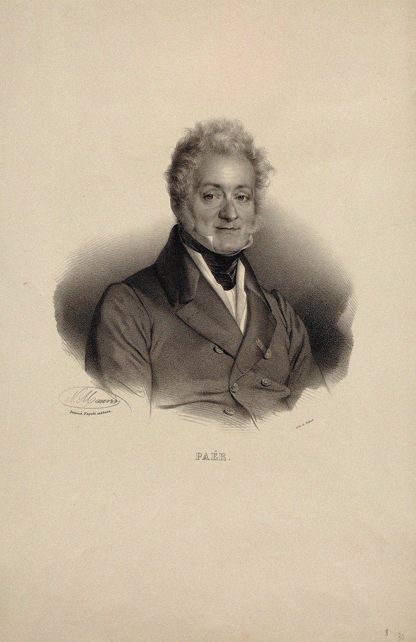 Porträtt av kompositören Ferdinando Paer 1771-1839. av Nicolas Eustache Maurin
