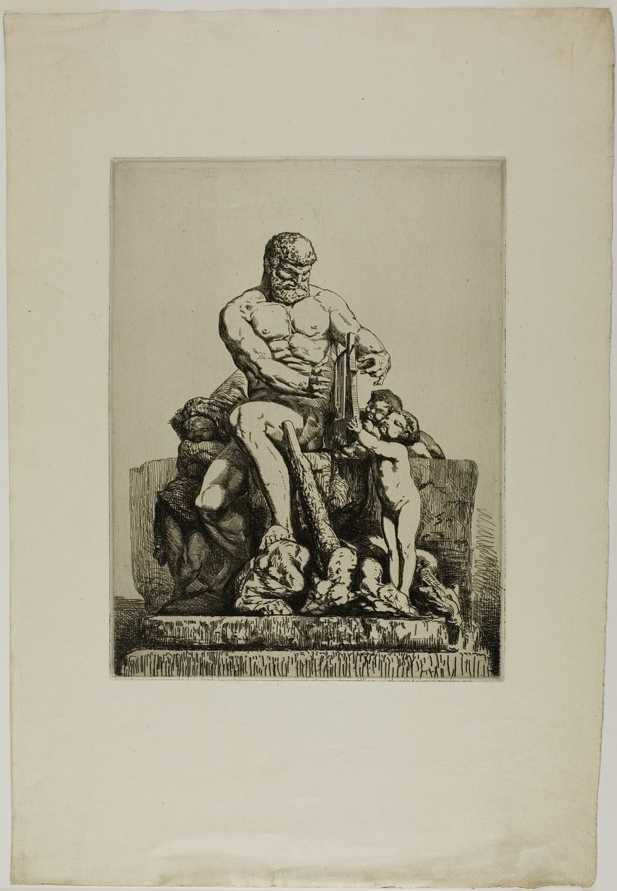 Hercules, tallrik ett från Twelve Etchings av Chifflart av Nicolas François Chifflart