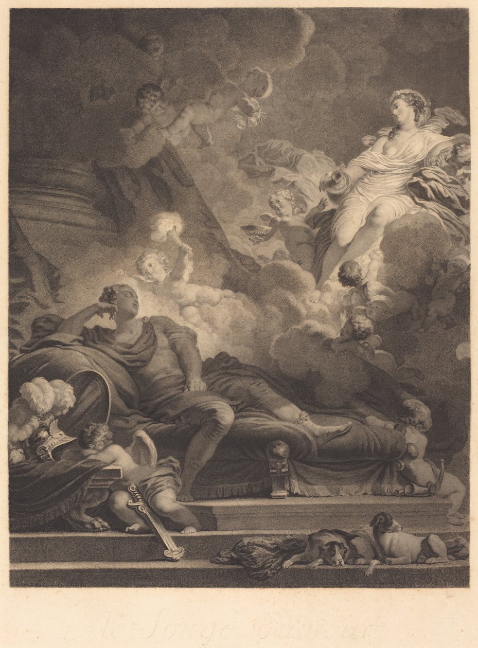 Kärlekens dröm av Nicolas François Regnault after Jean Honoré Fragonard