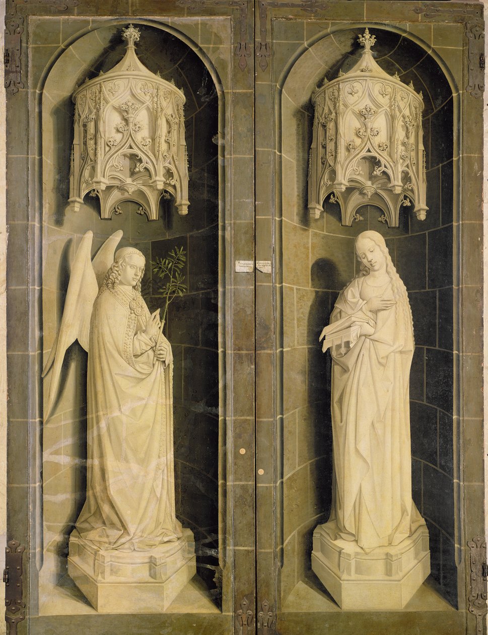 Annonciationen, ytterpanel från triptyken Moses och den brinnande busken, ca 1476 av Nicolas Froment