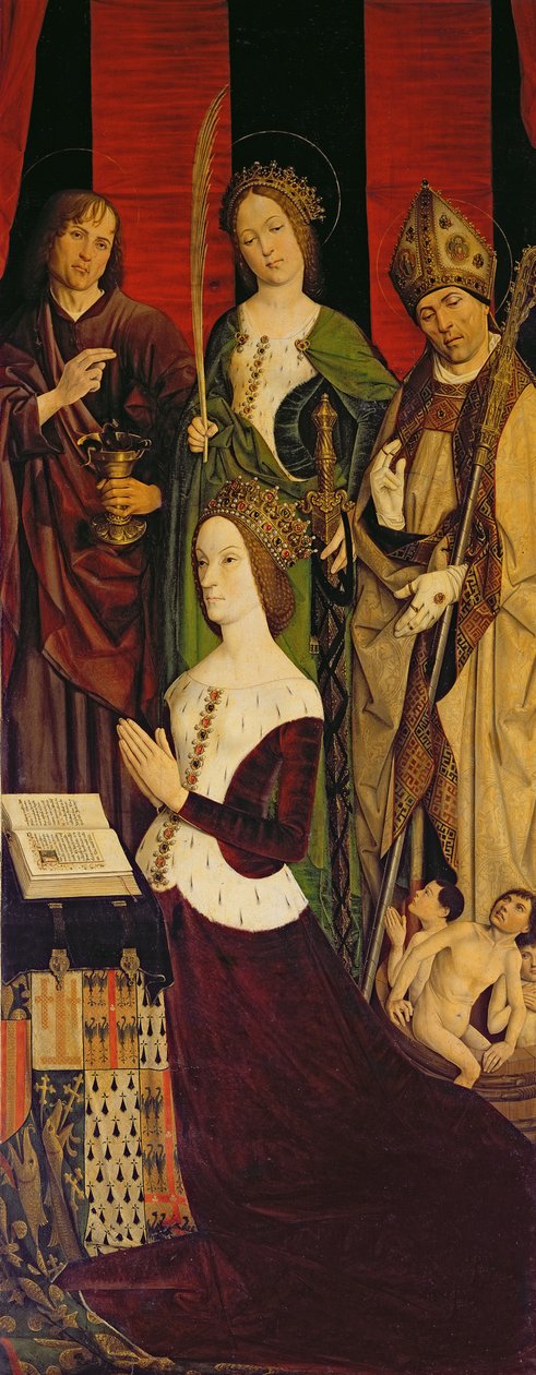 Triptyk av Moses och den brinnande busken, högra panelen föreställer Jeanne de Laval (d.1498) med de heliga Johannes, Katarina och Nikolaus, ca 1476 (se även 26542, 173010 och 232840) av Nicolas Froment