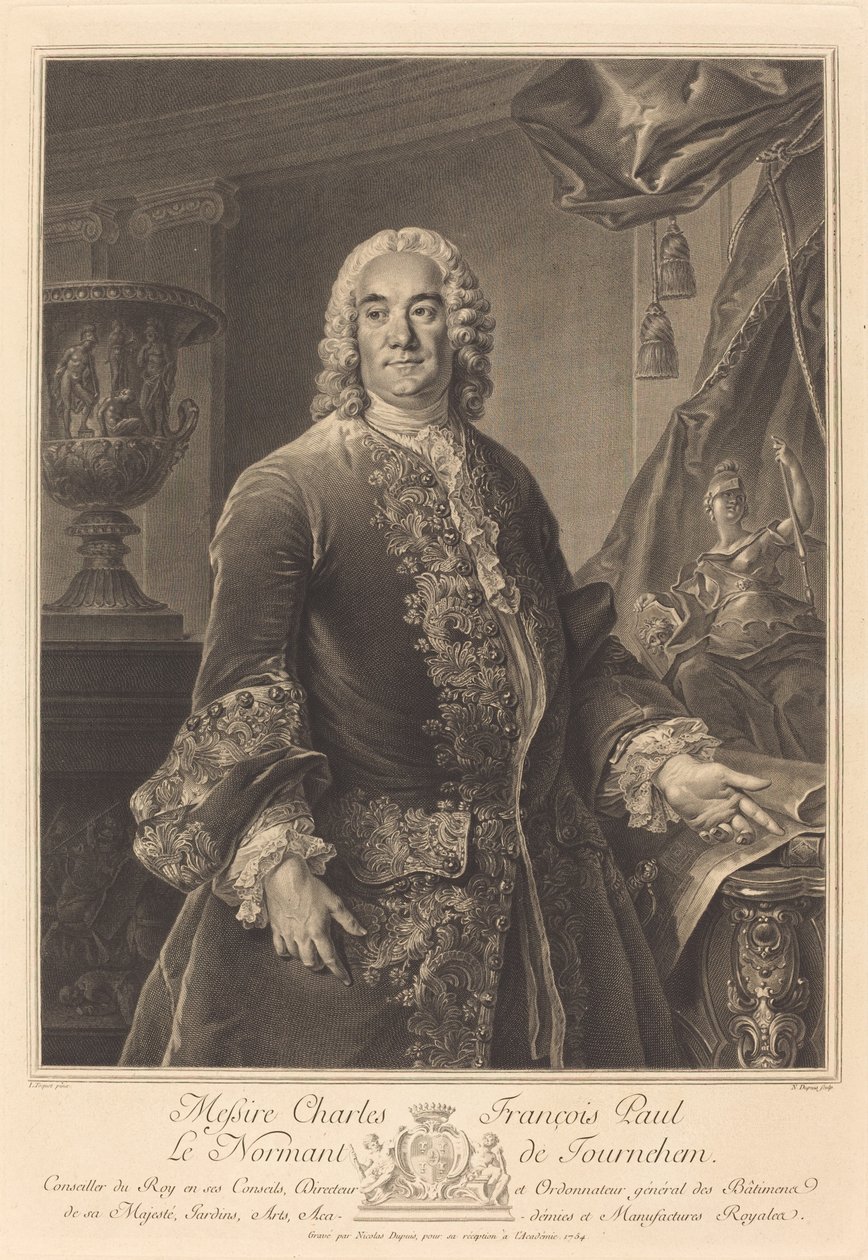 Charles Francois Paul Le Normant de Tournehem av Nicolas Gabriel Dupuis after Louis Tocqué