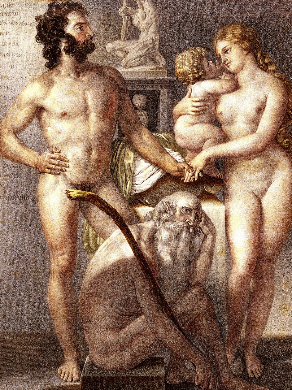 Människans anatomi - The 3 Ages 1884 av Nicolas Henri (after) Jacob