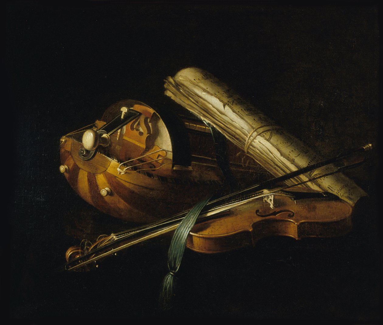 Stilleben med musikinstrument, 1756. av Nicolas Henri Jeaurat de Bertry