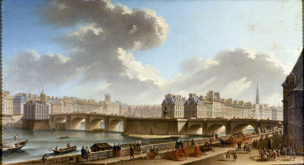 Pont-Neuf och staden, sett från Quai de Conti, 1772. av Nicolas Jean Baptiste Raguenet