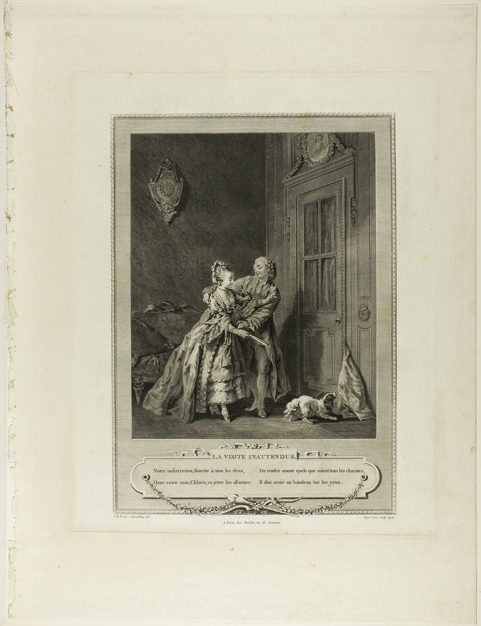Oväntat samtal, från Monument du Costume Physique et Moral de la fin du Dix-huitième siècle av Nicolas Joseph Voyez