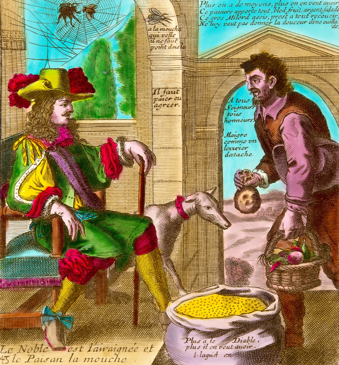 Tredjeståndsskatt: "Spindeln och flugan" eller "Adeln och bonden" av Nicolas and Lagniet Jacques Guerard