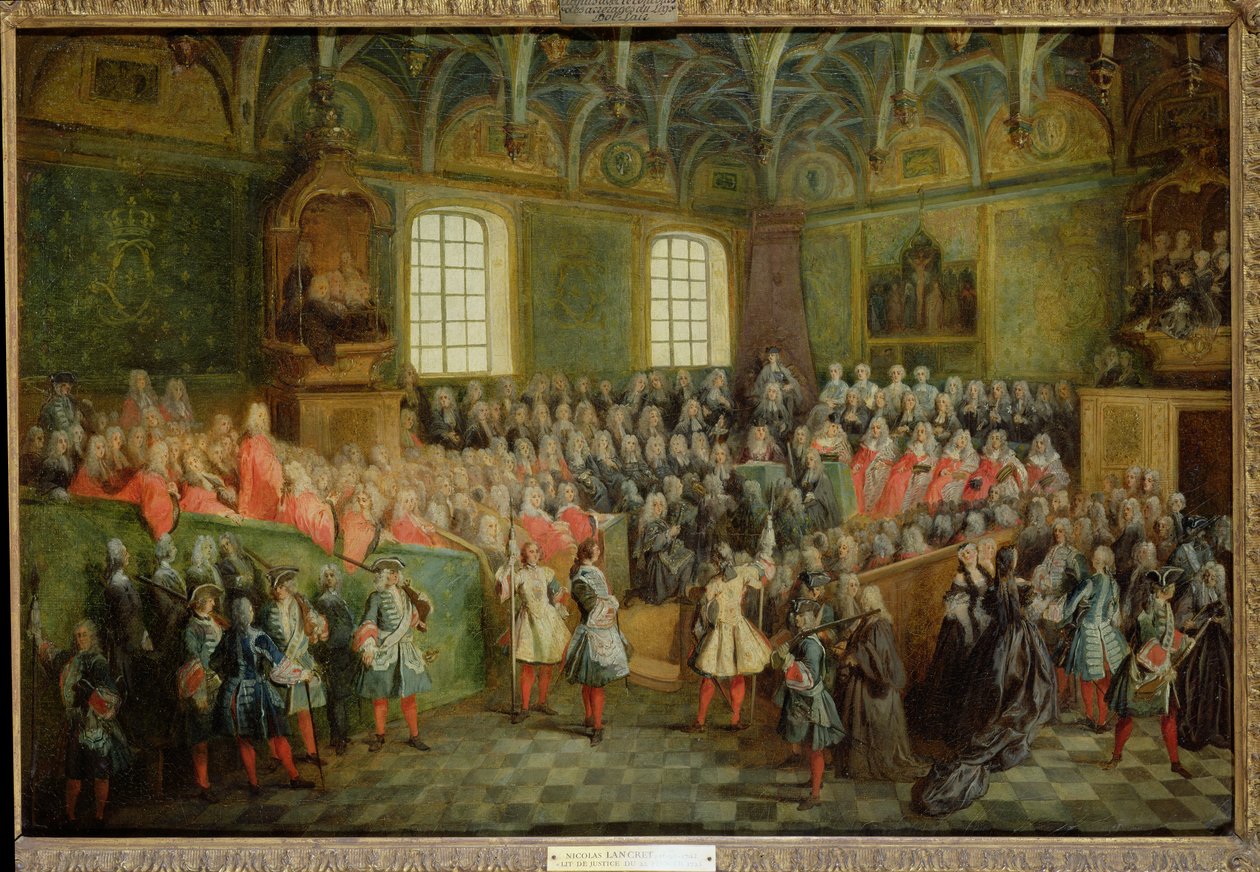 Rättvisans säng hölls i parlamentet hos Louis XV:s majoritet (1710-74), 22 februari 1723 av Nicolas Lancret