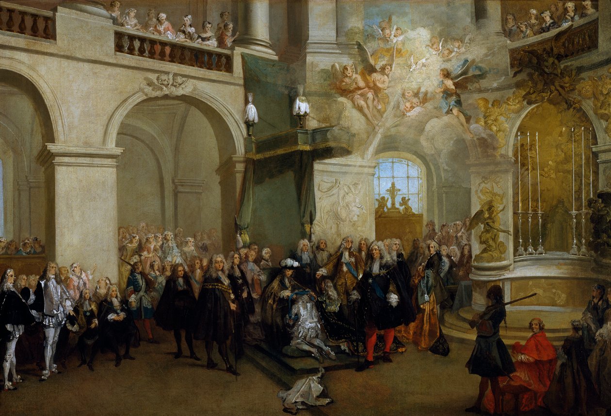 Överlåtelse av den Helige Andes Orden i kapellet i Versailles, 3 juni 1724 (olja på duk) av Nicolas Lancret