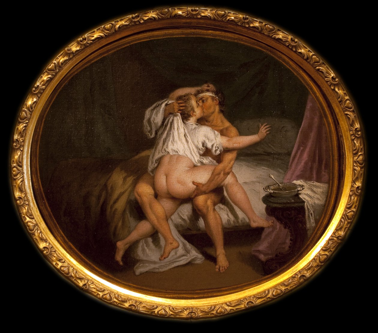 Galant scen i en sprit. Målning av Nicolas Lancret (1690-1743), olja på duk. Fransk konst av Nicolas Lancret
