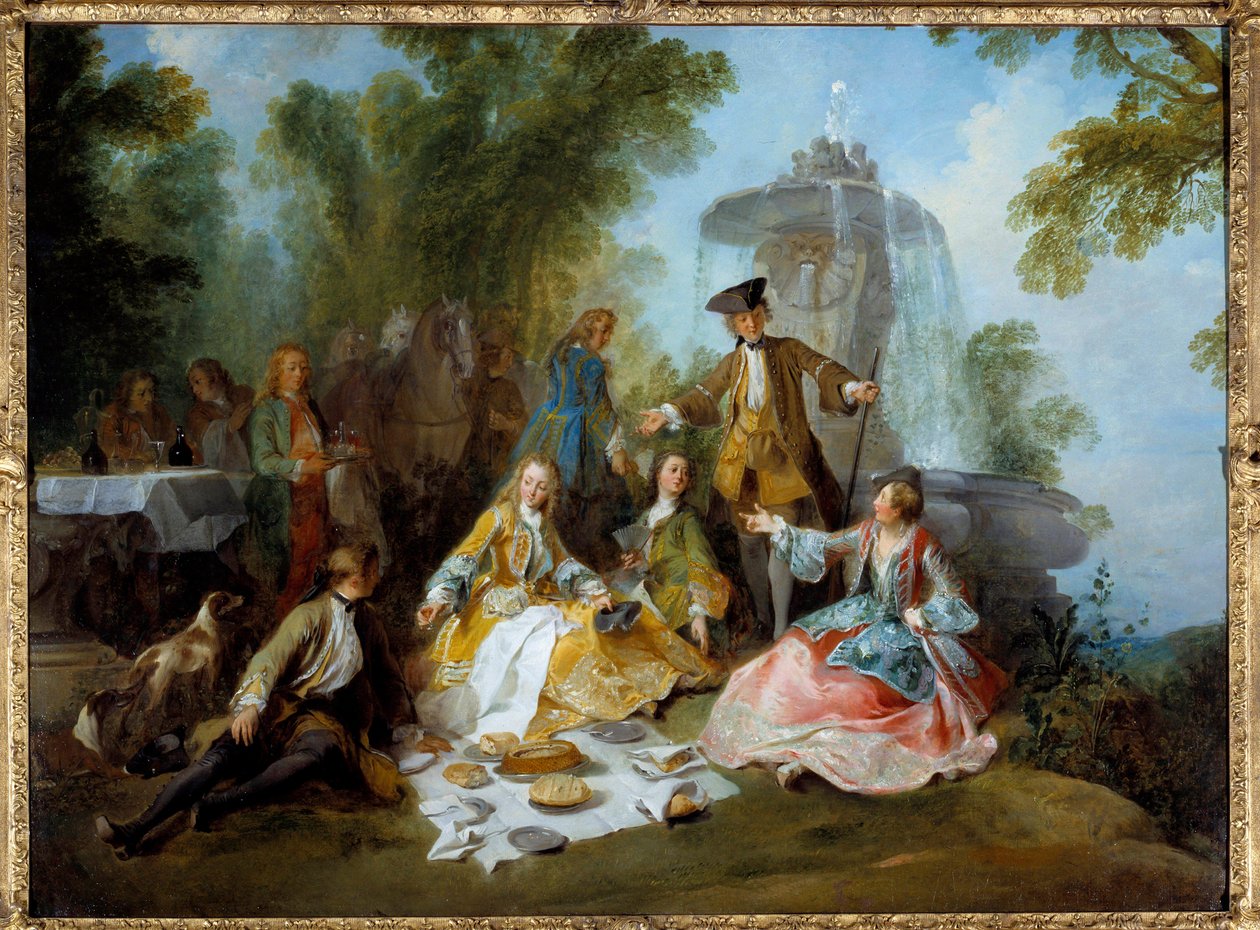Jaktmåltid. Målning av Nicolas Lancret (1690-1743) av Nicolas Lancret