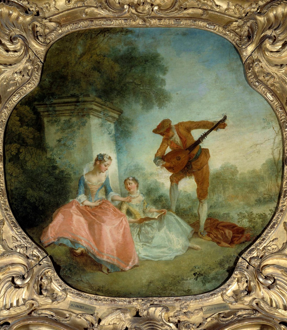 La lecon de musique Målning av Nicolas Lancret (1690-1743) 1700-talets sön. 0,89x0,9 m. av Nicolas Lancret