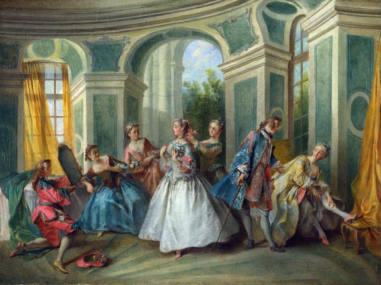 Lancret, Nicolas (1690-1743) Människans fyra åldrar: Ungdom Olja på duk Rokoko ca 1735 France National Gallery, London 34,3x45,3 Målning av Nicolas Lancret