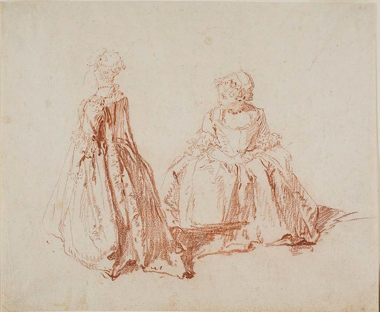 Studie av två små flickor, ca 1725 (rödkrita på elfenbensmönstrat papper) av Nicolas Lancret
