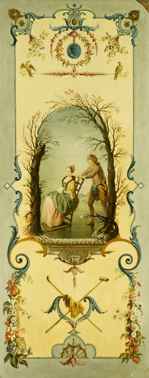 Tre dekorativa paneler med allegorier om vinter, sommar och höst av Nicolas Lancret