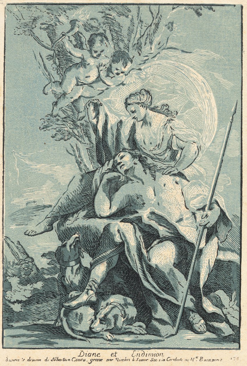 Diana och Endymion av Nicolas Le Sueur after Sebastiano Conca