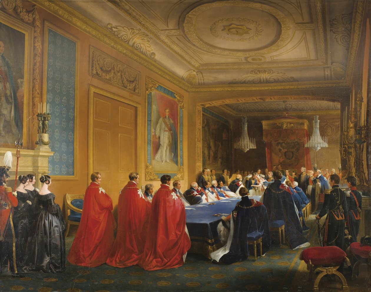 Louis-Philippe tar emot Strumpebandsorden från händerna på en ung drottning Victoria, 1844 av Nicolas Louis Francois Gosse