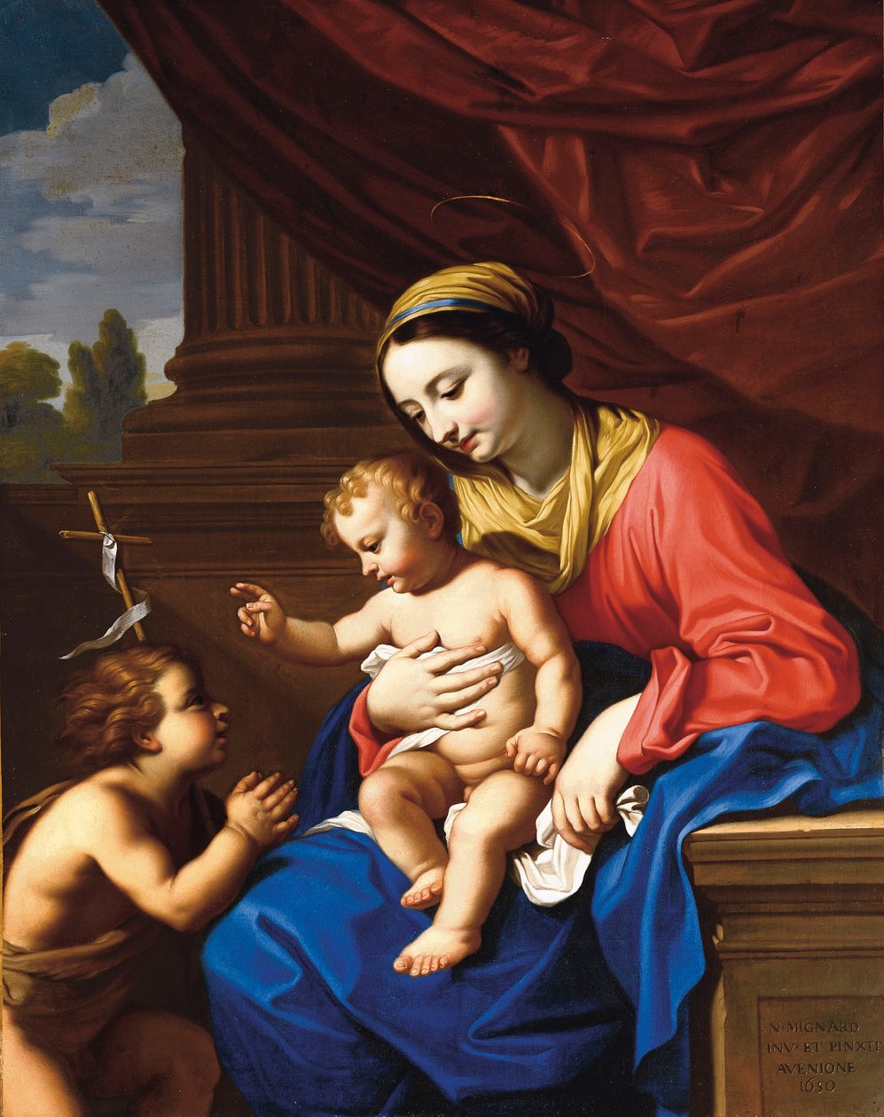 Jungfrun och barnet med Johannes Döparen, 1650 av Nicolas Mignard