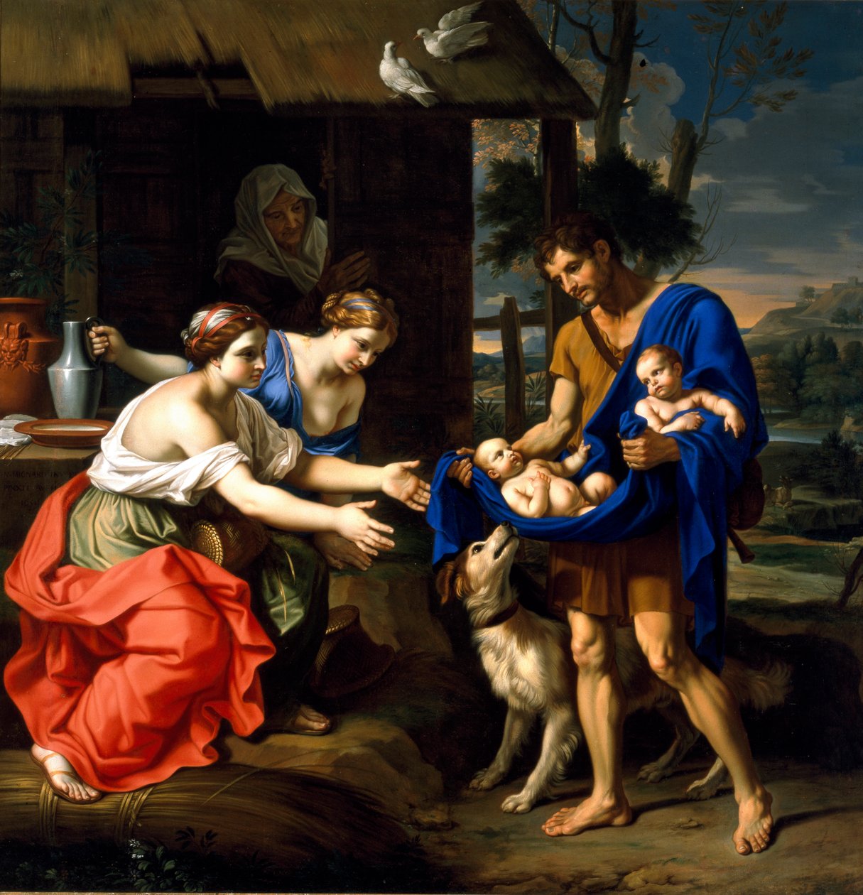 Herden Faustulus för Romulus och Remus till sin fru av Nicolas Mignard