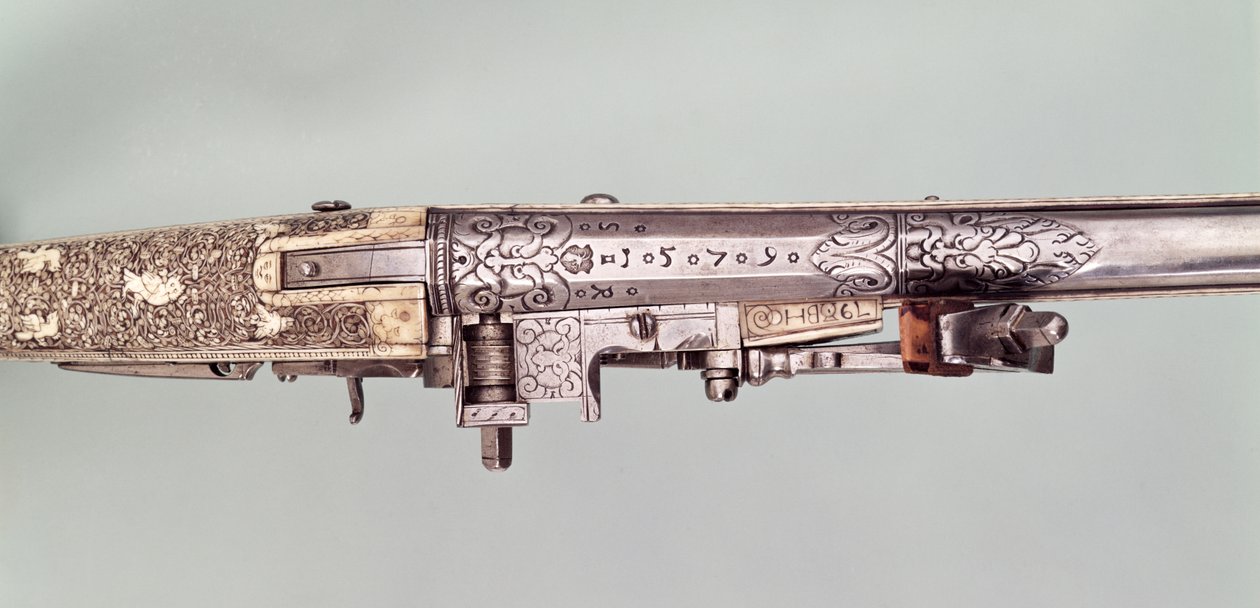 Ett par presentationspistoler i flintlås med silvermonteringar, traditionellt givna av Napoleon I till sin bror Joseph Bonaparte när denne fick Spaniens krona, troligen 1808. Tillverkad av Nicholas Noel Boutet, Versailles av Nicolas Noel Boutet