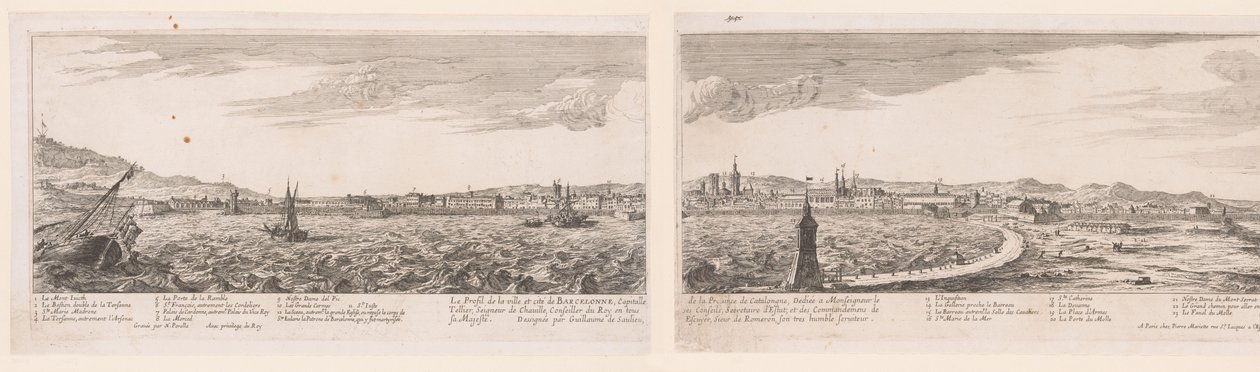 Utsikt över Barcelona Profil för staden och staden Barcelona (...) (titel på objektet) av Nicolas Perelle