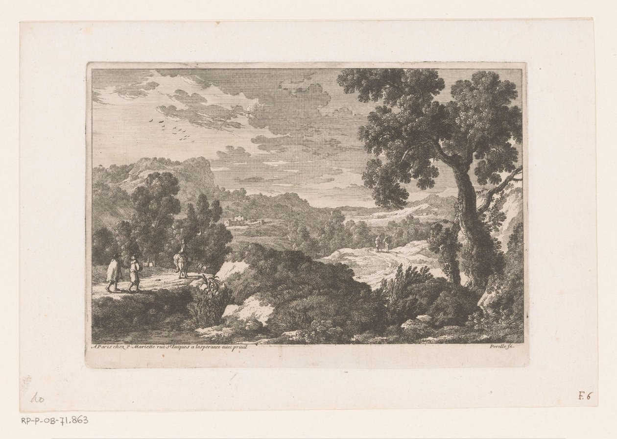 Kuperat landskap med figurer av Nicolas Perelle