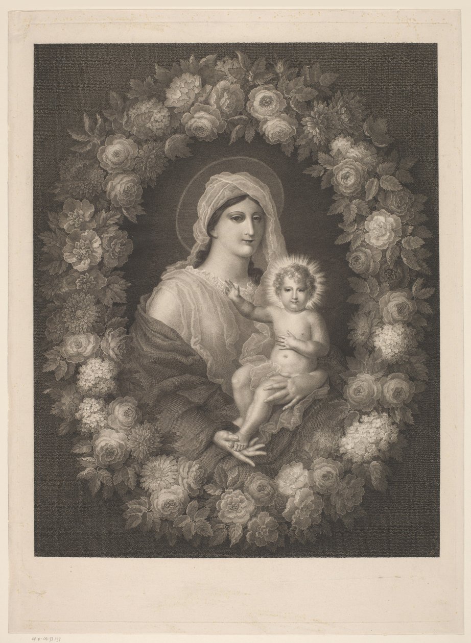 Mary med barn i blomkrans av Nicolas Pinet