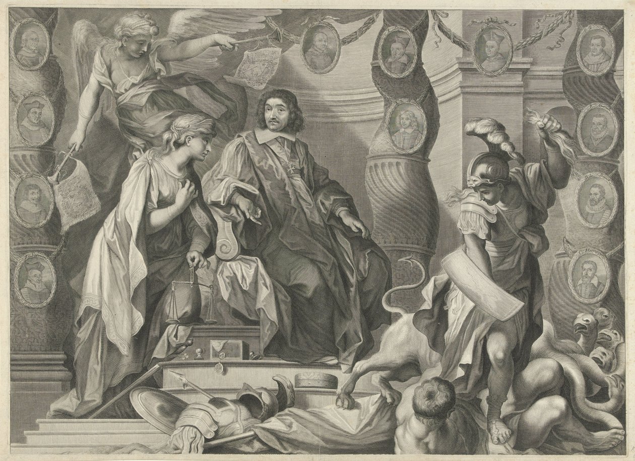 Reklamtryck av Aegidius Le Maistre (1663), övre delen av Nicolas Pitau (I)