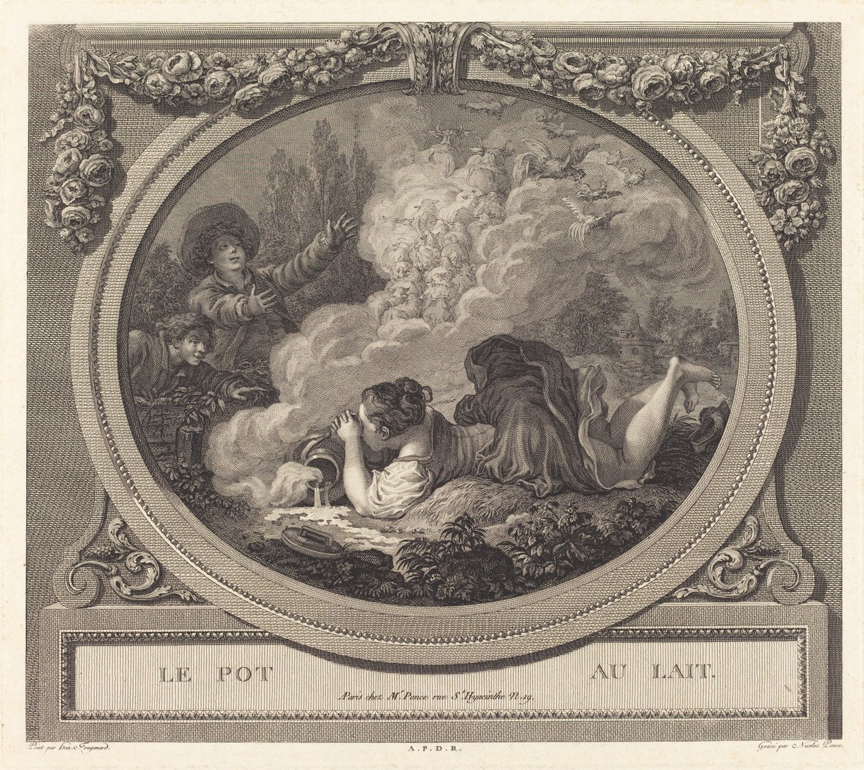 Mjölkkannan av Nicolas Ponce after Jean Honoré Fragonard