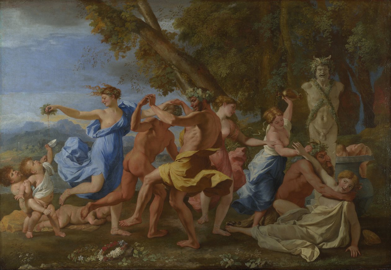 Bacchanal före en Herm, c.1634 av Nicolas Poussin