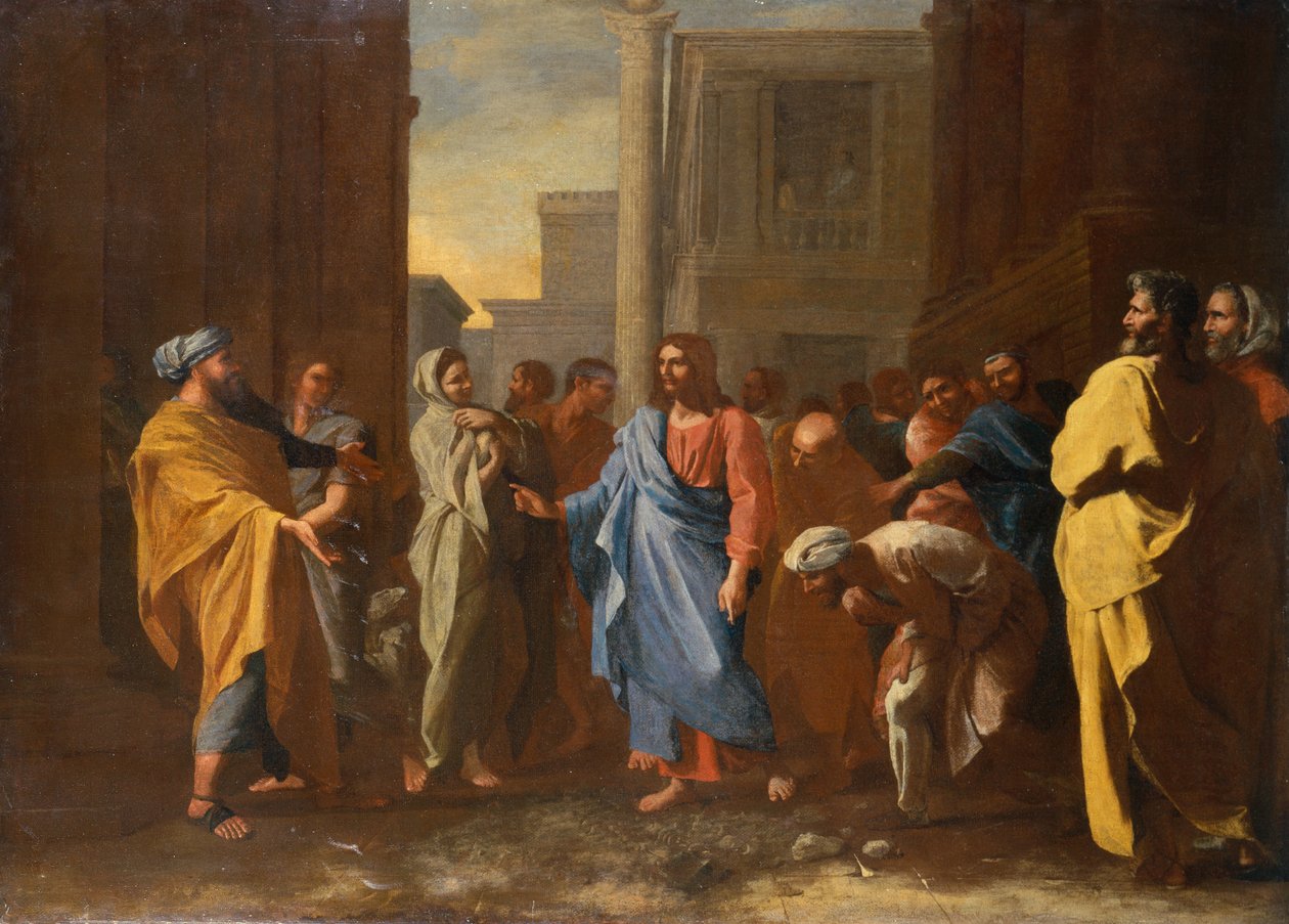 Kristus och den äktenskapliga kvinnan (olja) av Nicolas Poussin