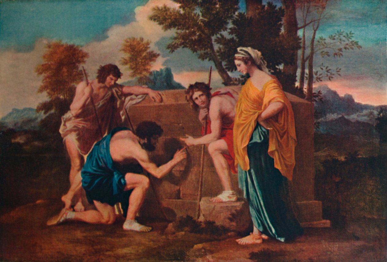 Et in Arcadia ego Les bergers dArcadie eller The Arcadian Shepherds, 1637-1638, 1911 av Nicolas Poussin