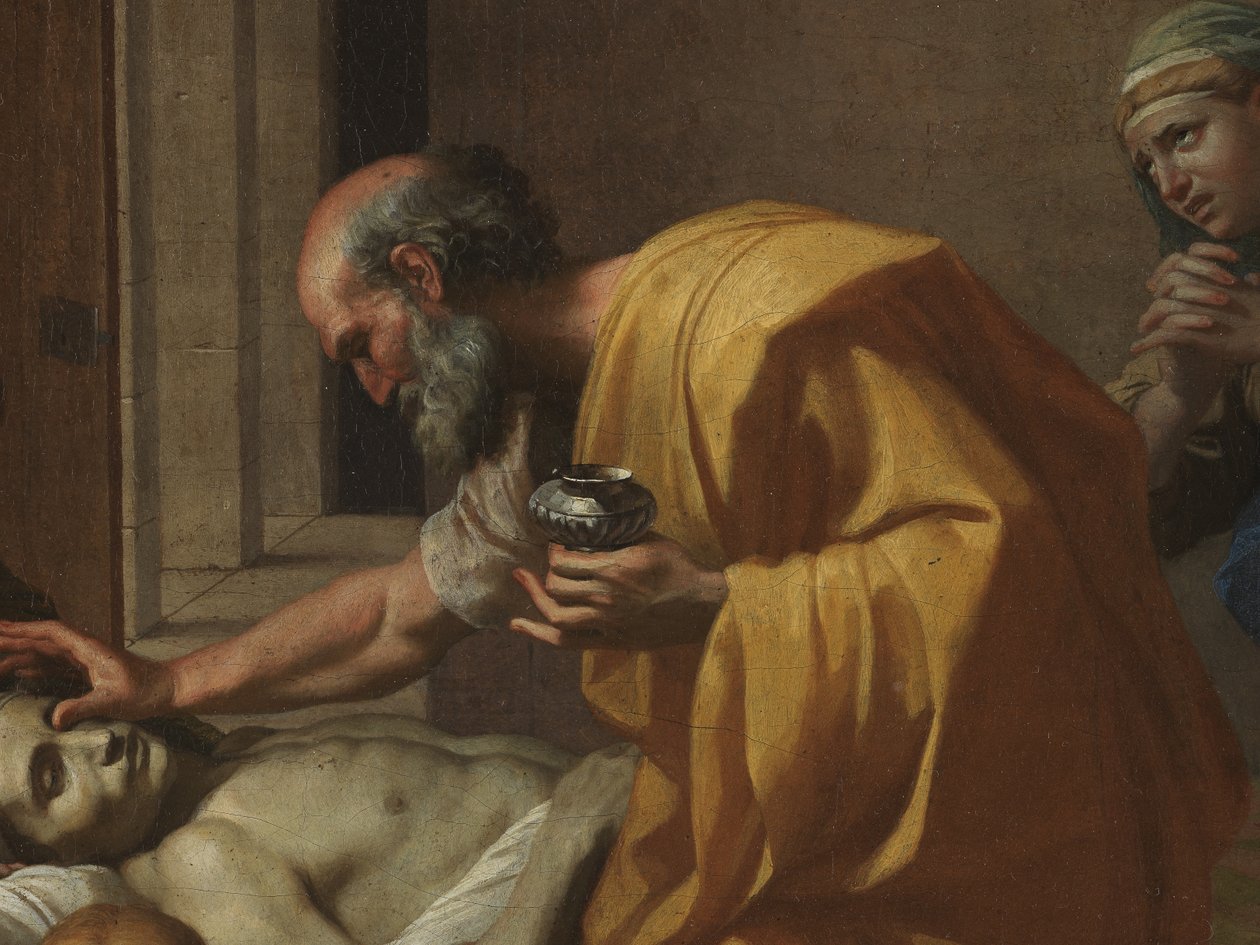Extreme Unction, från de sju sakramenten, 1638-40 av Nicolas Poussin