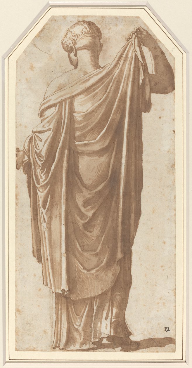 Kvinnlig romersk staty sett från baksidan av Nicolas Poussin