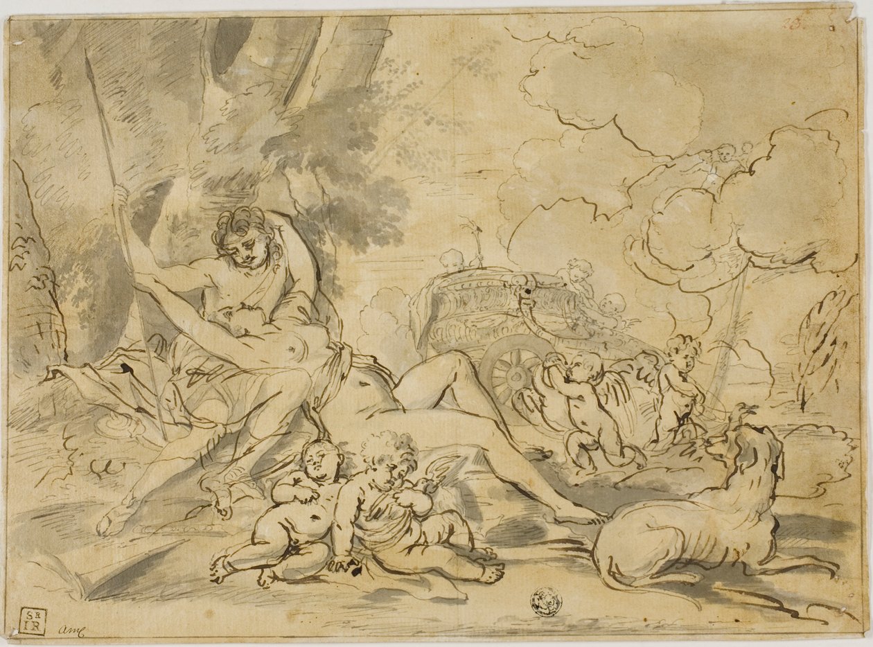 Figurer, vagn och hund av Nicolas Poussin