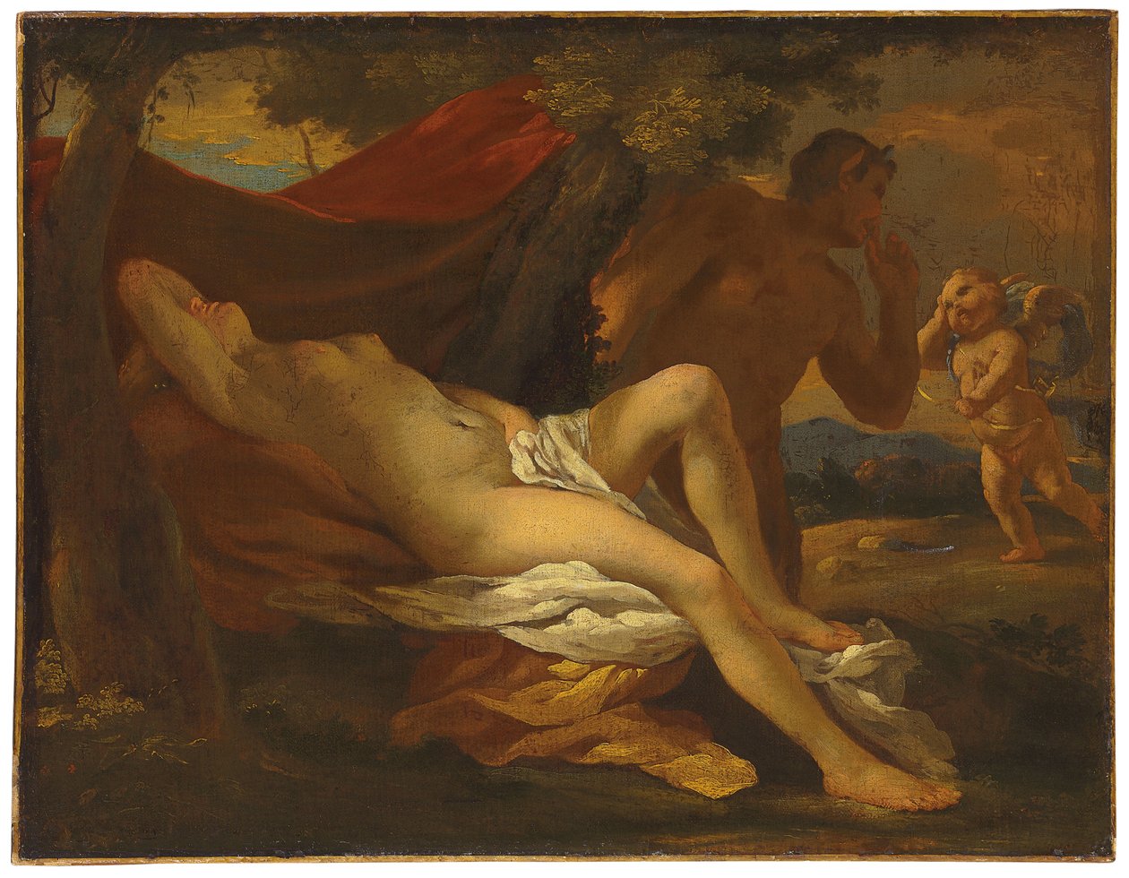 Jupiter och Antiope av Nicolas Poussin