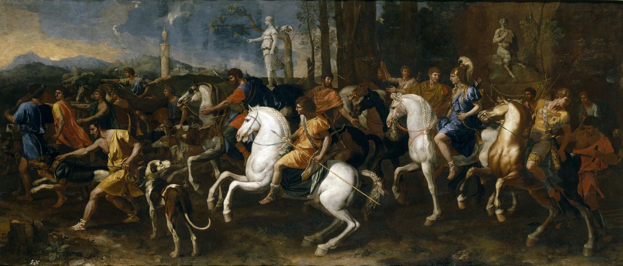 Jakten på Meleager och Atalanta eller Le Départ pour la chasse (Avresan för jakten) av Nicolas Poussin