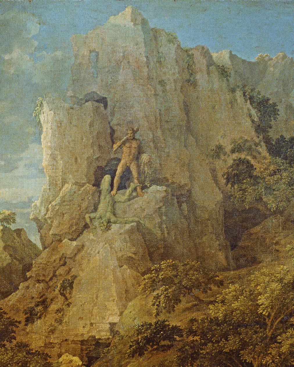 Landskap med Herkules och Cacus, ca 1656 olja på duk detalj av 205776 av Nicolas Poussin