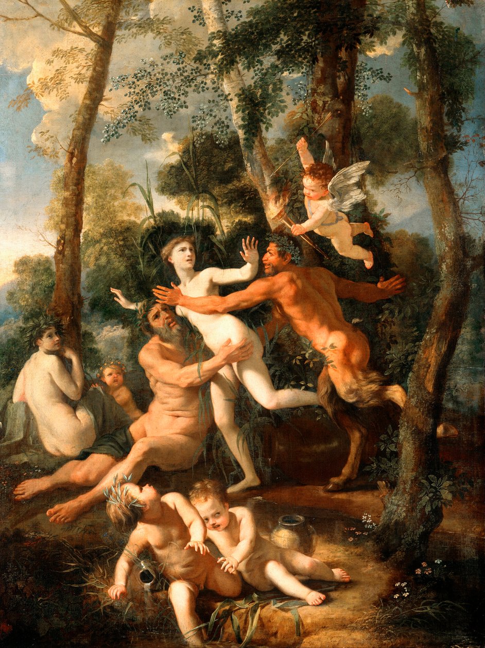 Pan och Syrinx av Nicolas Poussin
