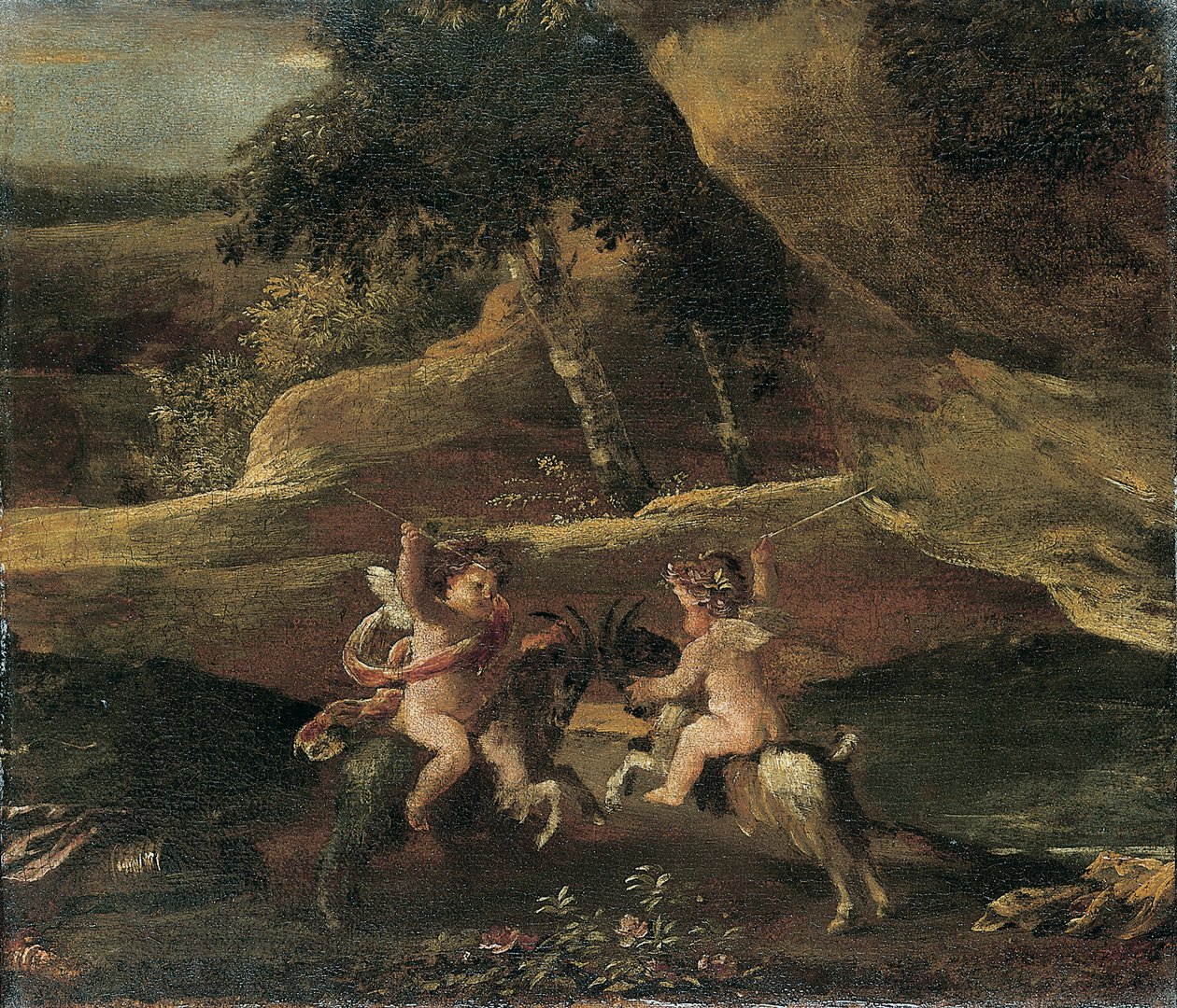 Putti slåss på getter av Nicolas Poussin