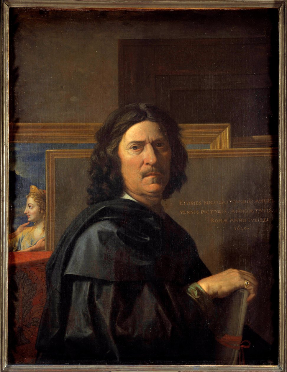 Självporträtt vid 56 års ålder Målning av Nicolas Poussin av Nicolas Poussin