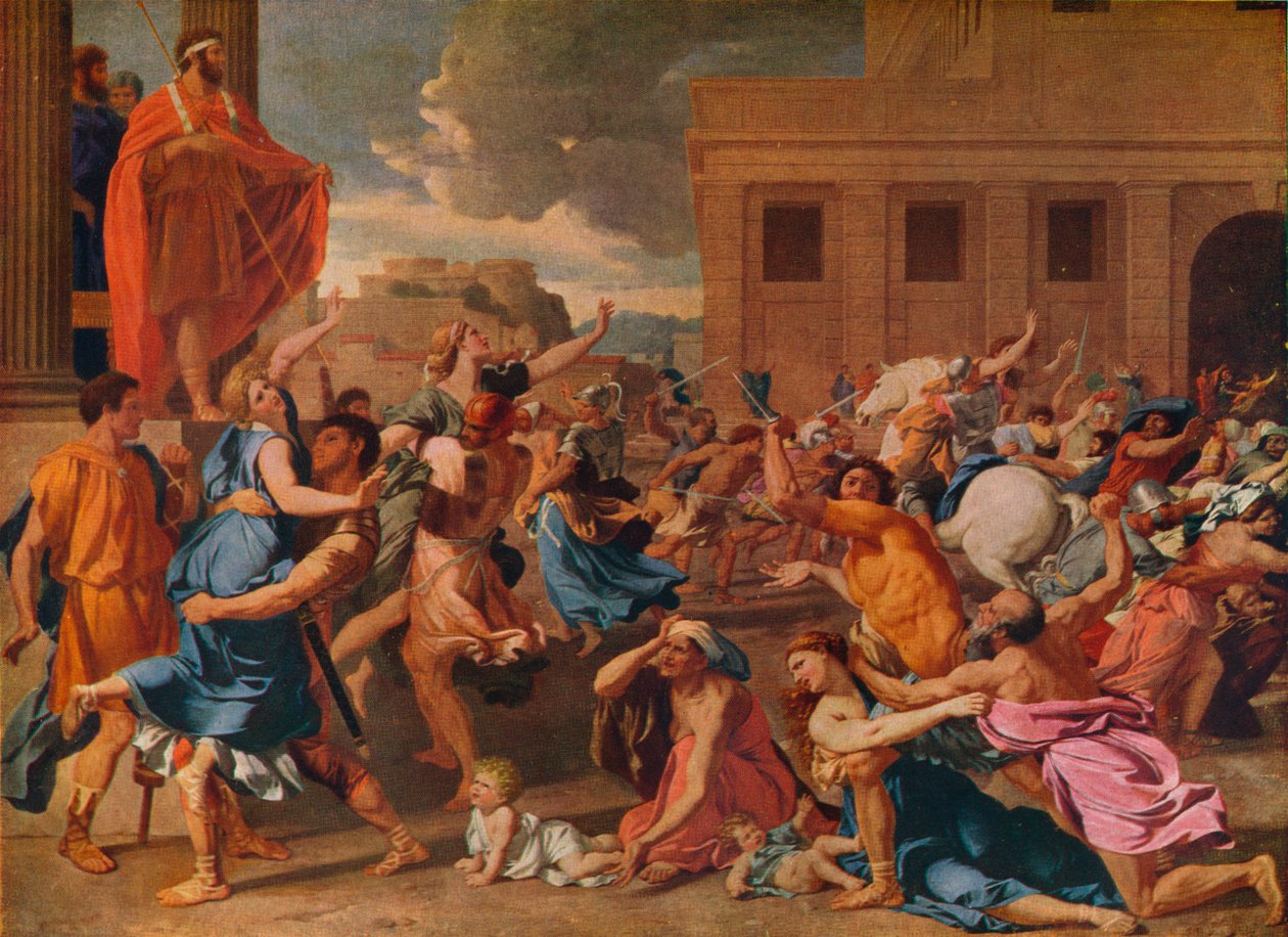 Bortförandet av de sabinska kvinnorna, c1633 av Nicolas Poussin