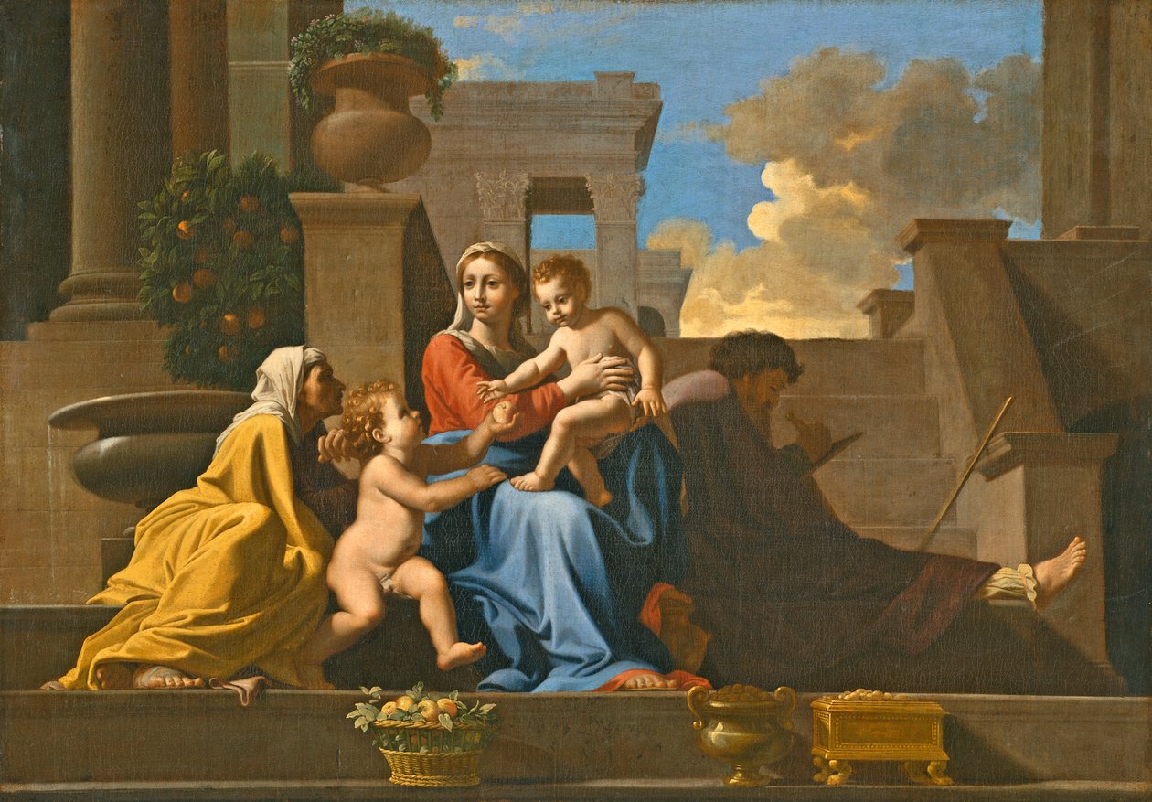 Den heliga familjen på trappan, 1648 av Nicolas Poussin