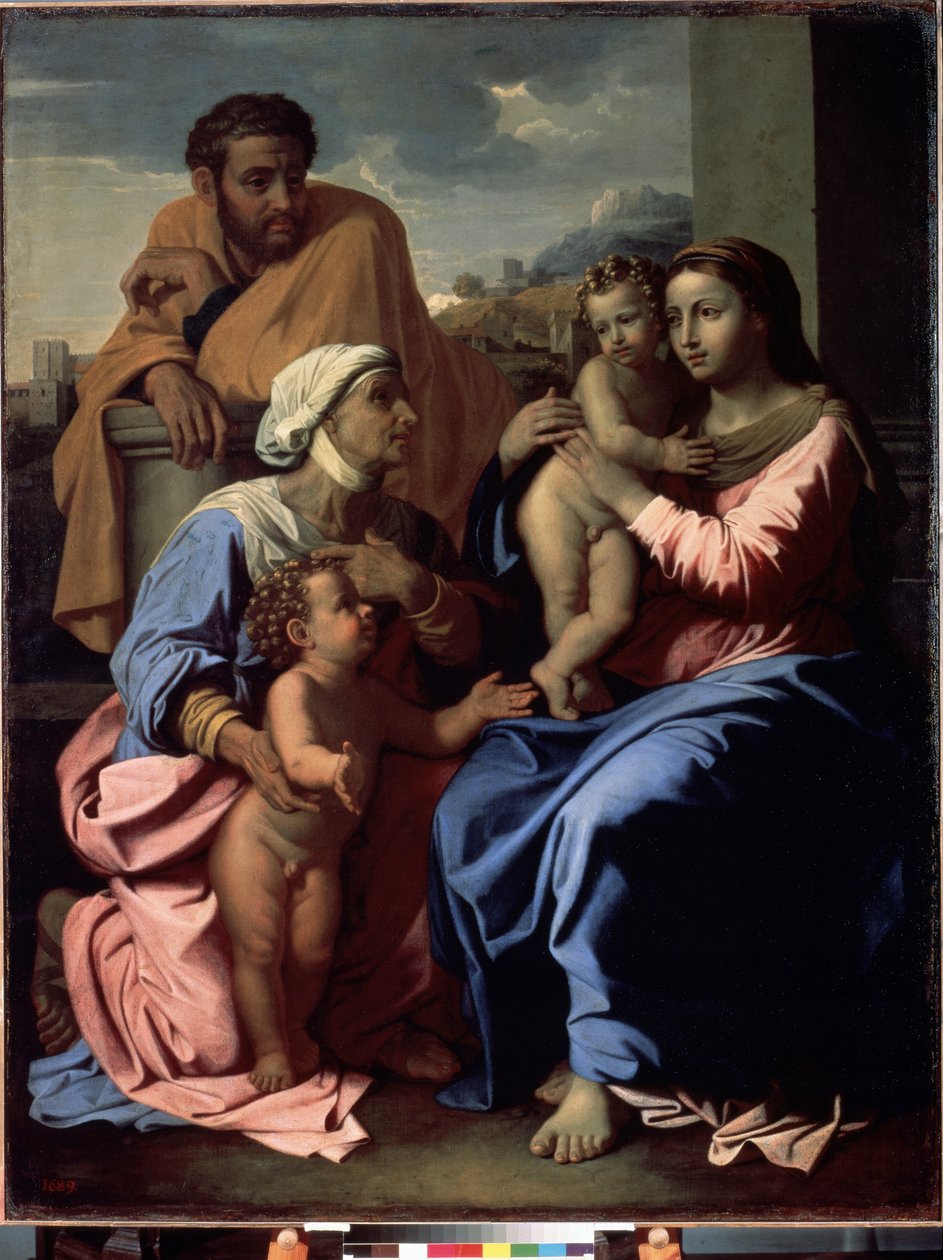 Den heliga familjen med Johannes Döparen och Saint Elizabeth av Nicolas Poussin